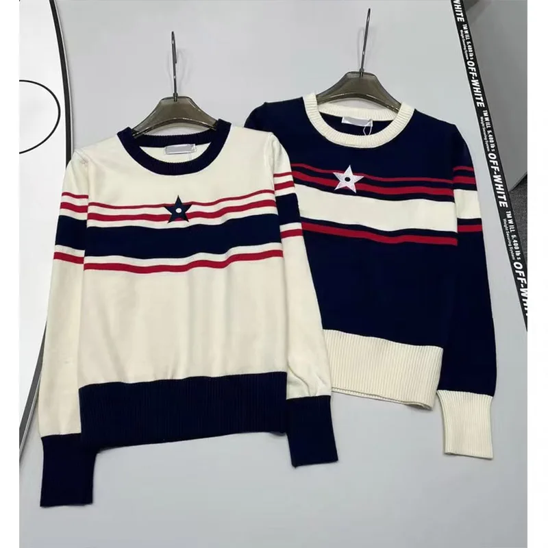 Женская одежда шикарные жаккардовые вязаные пуловеры с круглым вырезом осенний