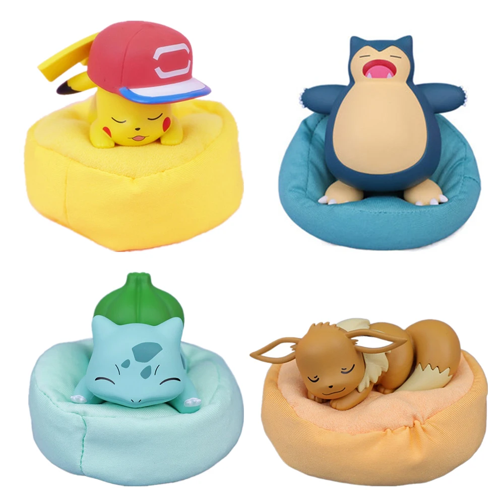

Cartoon Pokemon Model Toys Anime Sleeping Pikachu Frog Seed Kabi Doll Kawaii Desktop Small Ornament Chlidren Birthday Gifts Toy