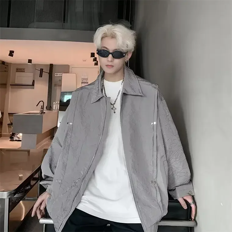 Модная брендовая мужская куртка на молнии верхняя одежда укороченные лацканы с