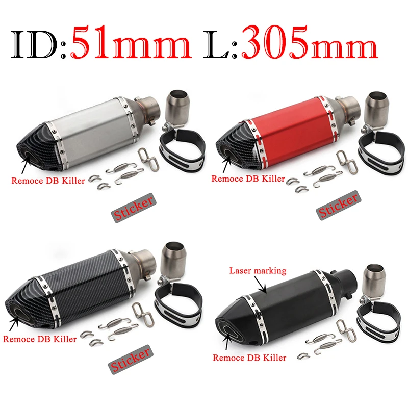 

51mm Muffler For Z750 R125 CBR125 CBR250 YZF FZ400 Z400 Ninja 250 Universal Motorcycle akrapovic Escape Modified Exhaust Scooter