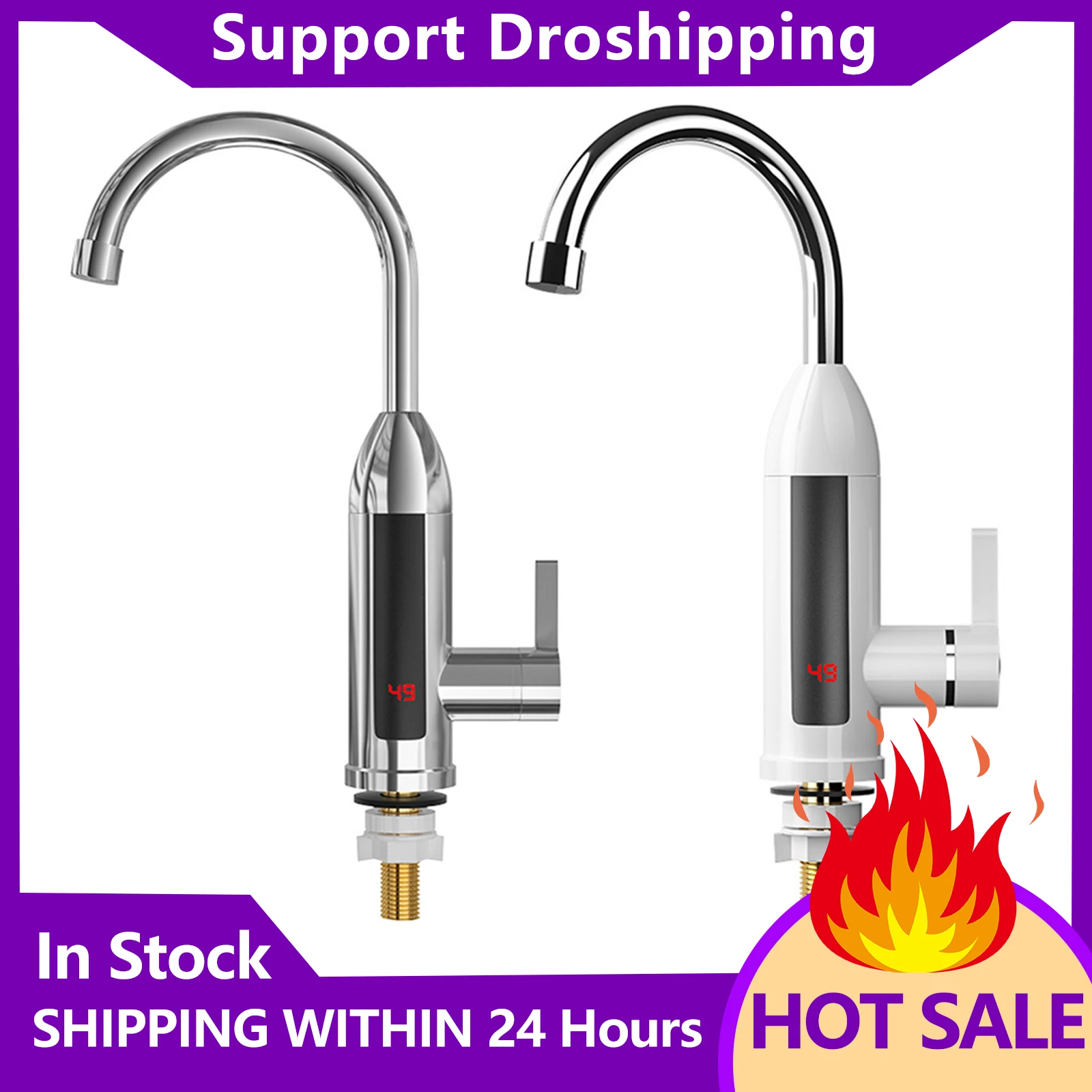 Электрический водонагреватель с вилкой для ЕС 3000 Вт 220 В кран ЖК-дисплеем