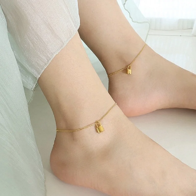 Lucky Lock Ankle Chain Anklet Jewelry Foot Ornament Women Summer Swimming Accessories Cute Girl Jewelry Wholesale