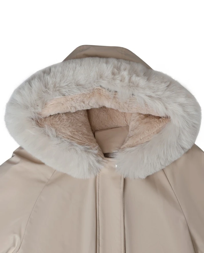 Женское пальто повседневное однотонное с пышной отделкой куртка капюшоном и