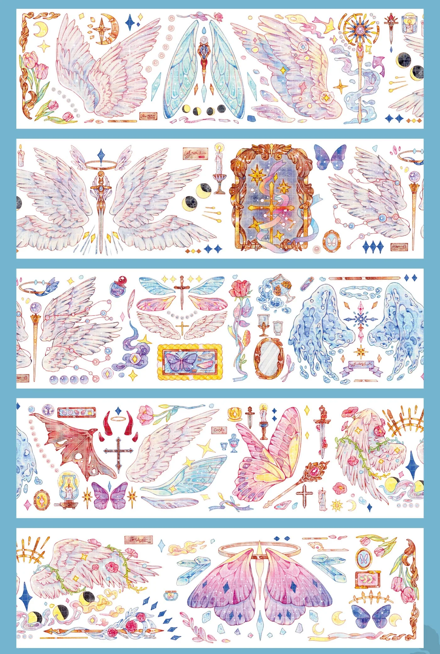 

Fairy Angel Collection Rainbow Shiny Washi PET Tape for Card Making DIY Scrapbooking Decorative Sticker