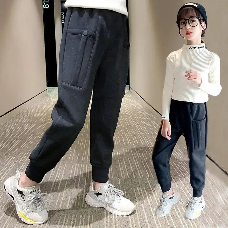 

Kids Pants Children's Sports Pants Girls Long Velvet Pants 2022 Autumn Cotton Winter Thick Casual Warm Harem Trousers Tops E17