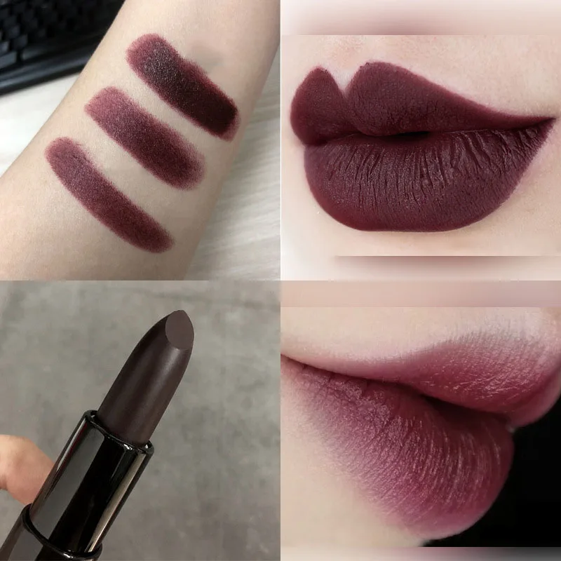 

4 Colors New Matte Lipstick Waterproof Velvet Retro Lips Stick Sexy Non-Stick Cup Lasting Make Up Moisturizing Solid Lipstick