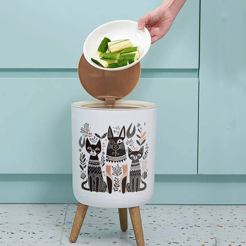 

2/7L Trash Can with Lid Press Bathroom Kitchen Toilet Trash Bin Desk Waste Bins High Foot Garbage Bucket Rubbish Can Trashs Bin
