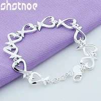 925 sterling silver heart chain bracelet for women party engagement wedding valentines day gift fashion charm jewelry