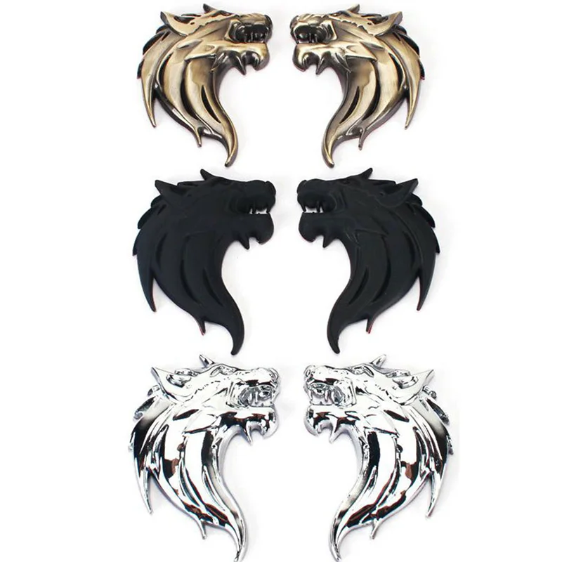 Car Side Marker Wolf Head 3D Metal Car Sticker Creative Personalized Wolf Marker Badge Tail Sticker Motorcycle Auto Parts