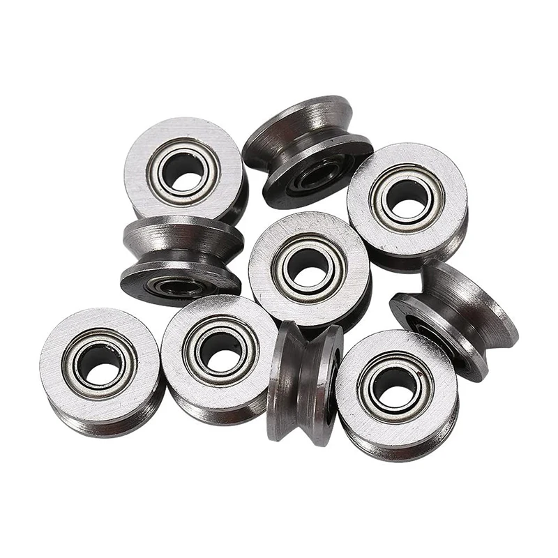 

10pcs U Groove Bearing U624ZZ Carbon Steel Durable V Groove Ball Bearing Pulley for Rail Track Linear Motion Systems