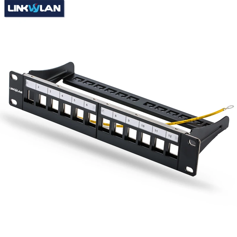 12ports blank patch panel - suitable for cat.5e/cat.6 keystone modules 10&quot Inch Rack Mount Incl. Cable Management Support Bar купить по