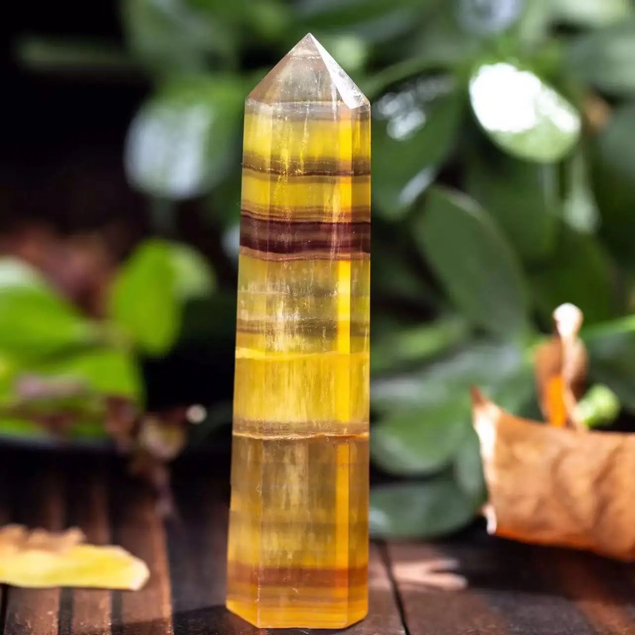 

1pc Natural Yellow Ffluorite Quartz Wand Crystal Healing Stones Point 70mm-120mm for Decor