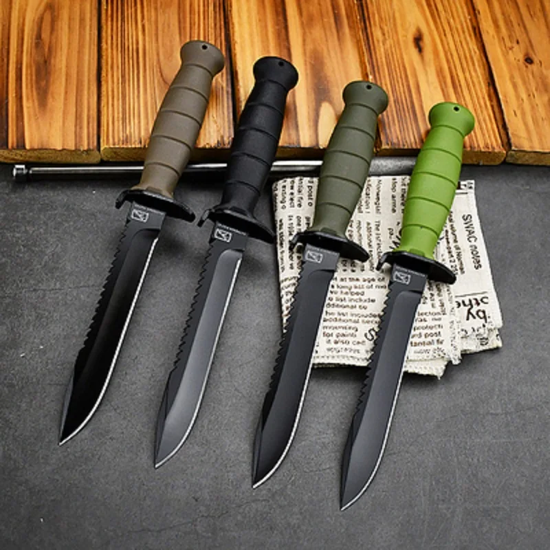 

Тактический прямой нож 8cr13mov, высокопрочный уличный, для самообороны, с фиксированным лезвием, военный, спасательный, универсальный, для пов...