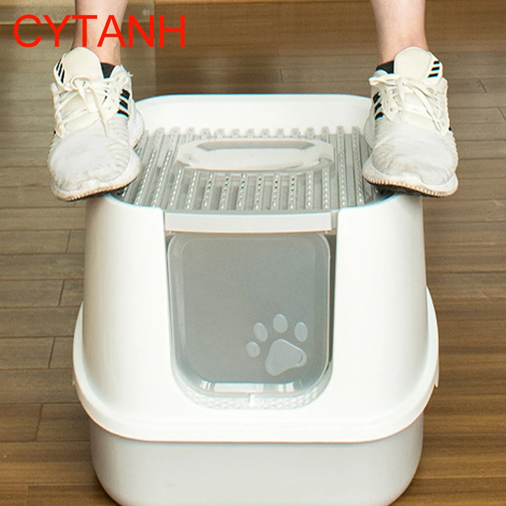 

Litter Pet Box Fully Enclosed Spillproof Deodorant Cat Toilet Two-Way Shovel Large Capacity Cat Toilet Litter Box Closed Sandbox
