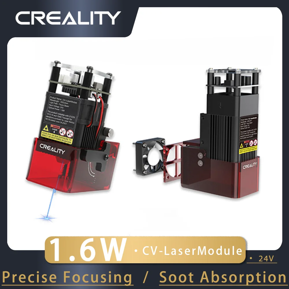 

Creality CV-Laser Engraving Module 24V 1.6W 5W 10W Precise Focusing Soot Absorption for Ender 3 S1Ender 3 S1 Pro 3D Printers