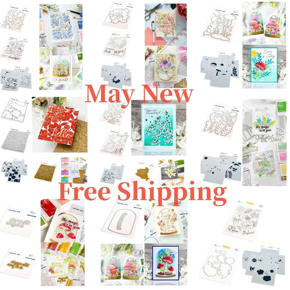 

Summer Blossoms Mushroom Butterfly Cutting Dies Clear Stamps Stencil Hot Foil For Decorating Scrapbook Diy Card Embossing Craft