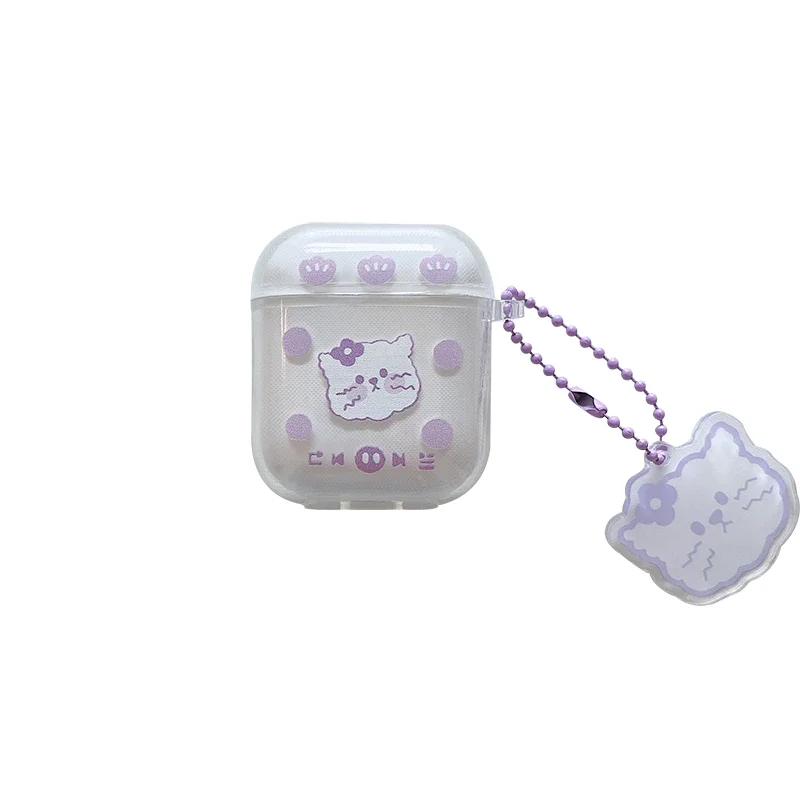 

Silicone Cases For AirPod 1 2 Case Cat Dog Transparent Clear Cute Cartoon Soft Cases for Apple Airpods pro Cover Funda Keychain