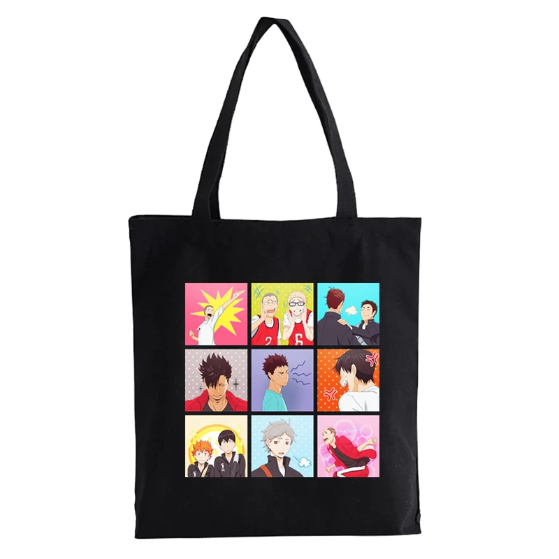 

Haikyuu shopping bag shopper eco canvas cotton shopper bolsas de tela bag shoping reusable anime canvas bag tote bags