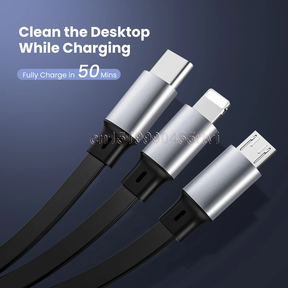 

3 In 1 Intrekbare Usb-kabel Voor Iphone 12 Pro Max Micro Usb Type C Kabel 3in1 2in1 Usb C opladen Kabel Voor Samsung S9 1.2M 017