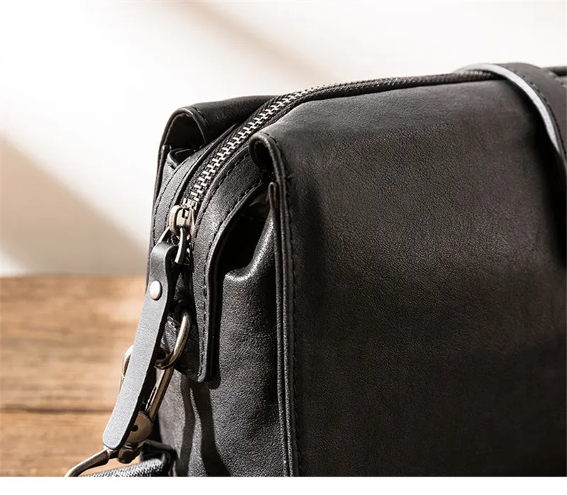 Business casual designer luxury genuine leather men's messenger bag simple real cowhide youth work black large shoulder bag