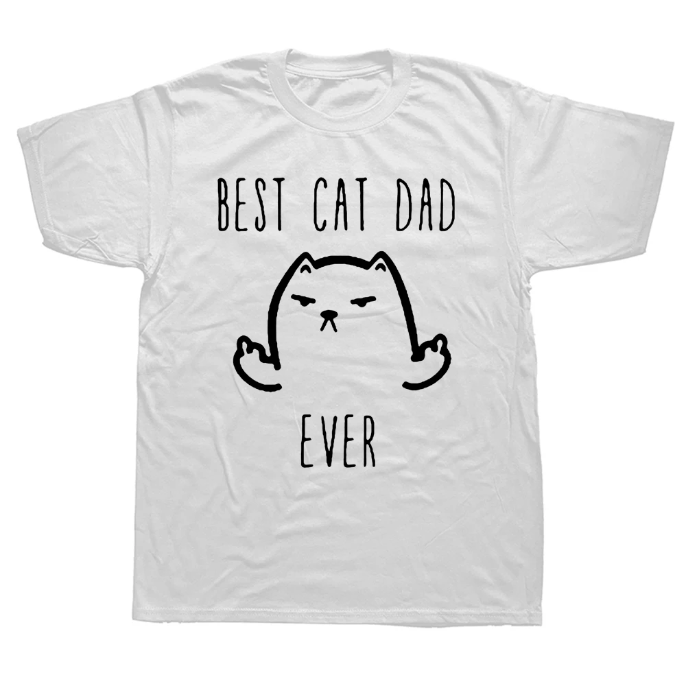 Funny Best Cat Dad Ever Print T-shirt Men 1