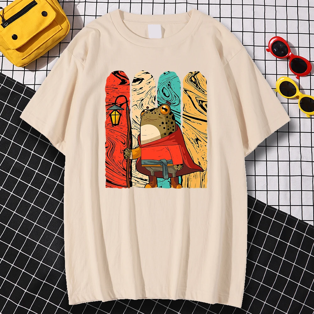 Футболка Cottagecore Мужская в эстетическом стиле тенниска с принтом лягушки и грибов