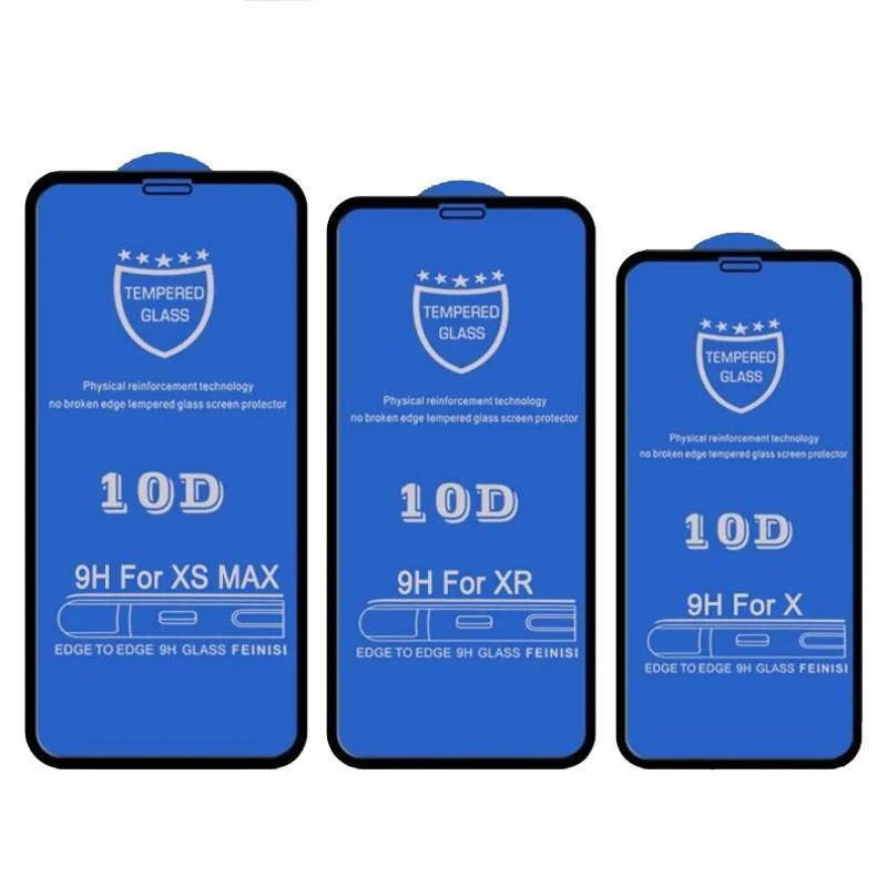 

10pcs 10D Tempered Glass For iPhone 13 12 11 Pro Max XS XR X 8 7 6 6S Plus Full Coverage Cover Curved Screen Protector On 13 Pro