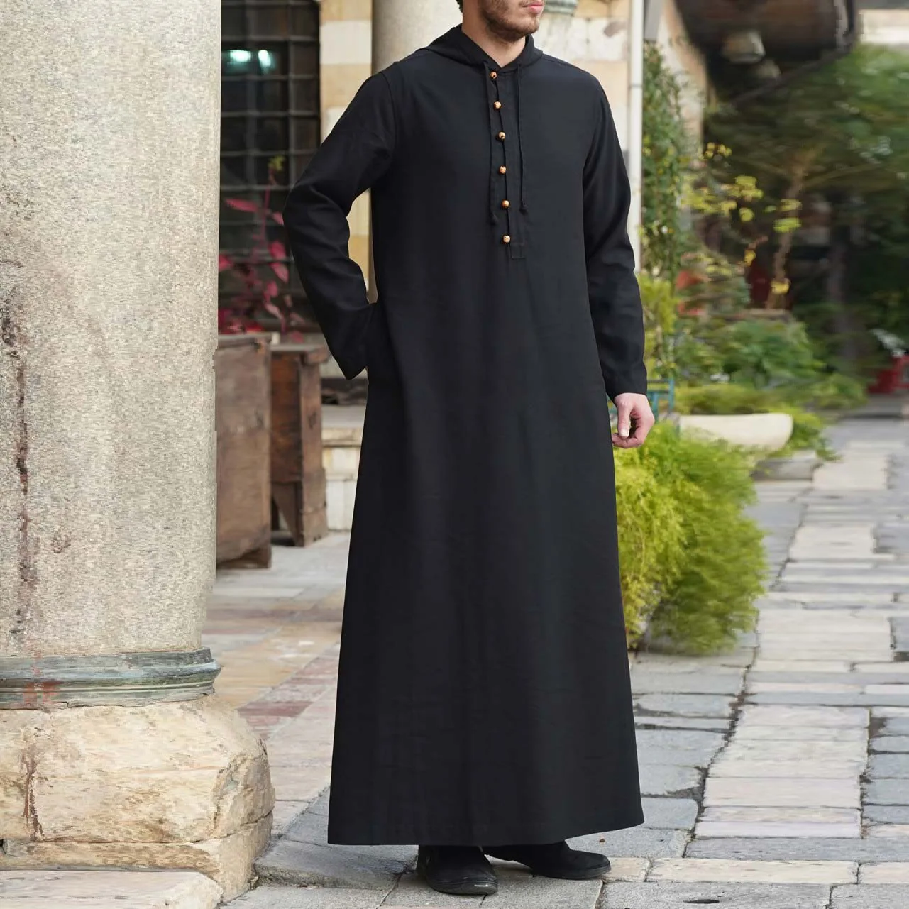 M-4XL Men Muslim Jubba Thobe Islamic Clothing Arab Middle Eastern Ramadan Party Festival Outfits Kaftan Casual Black  Robes