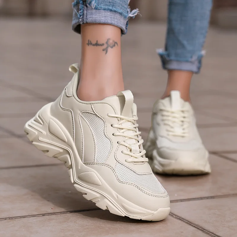 YeddaMavis 2022 New Spring Chunky Sneakers Women Breathable Shoes Big Size 35-45 Casual Running Sneakers Women Vulcanized Shoes