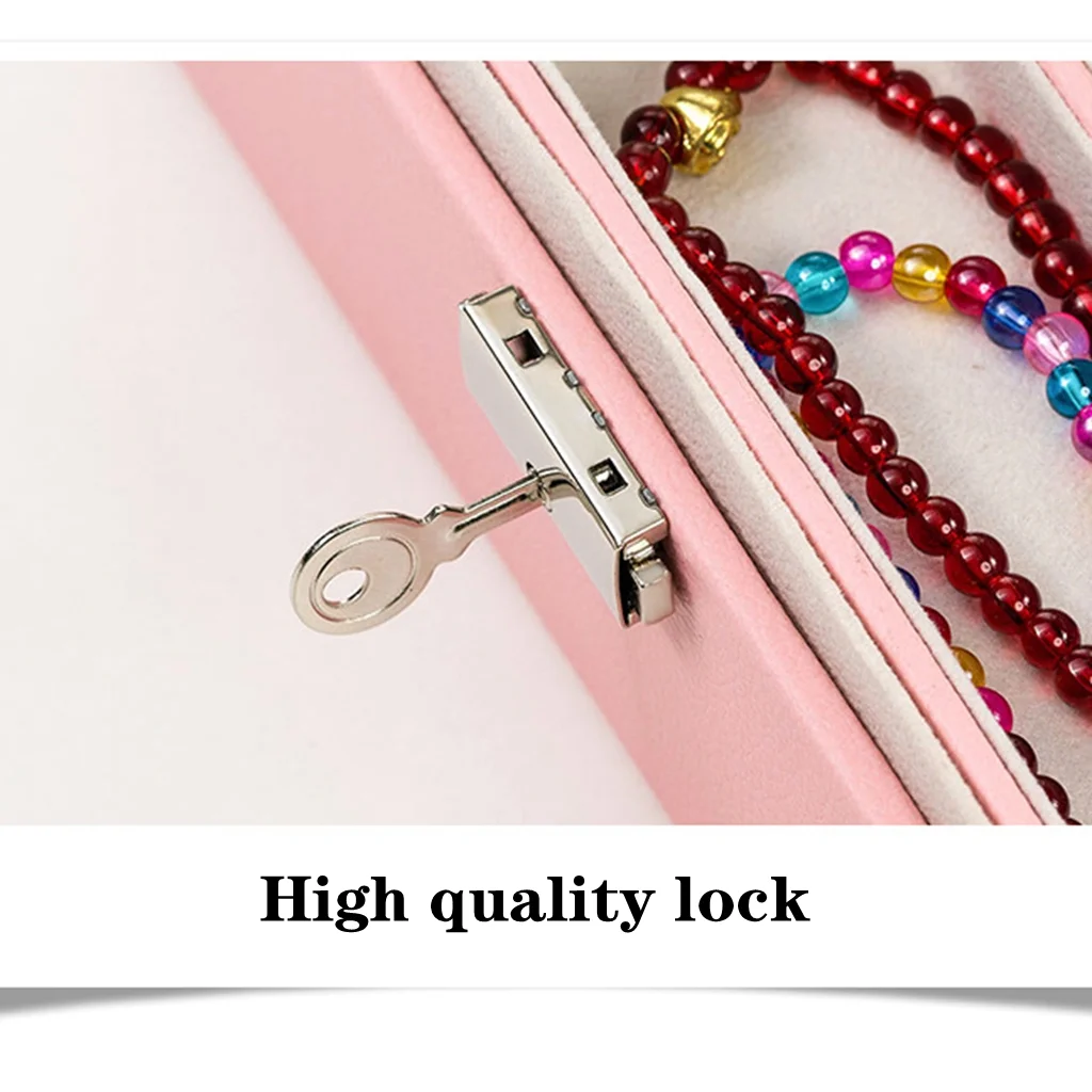 1PCS PU Leather Jewelry Box Double-layer Wooden Jewelry Box Princess Jewelry Storage Box Cosmetic Box