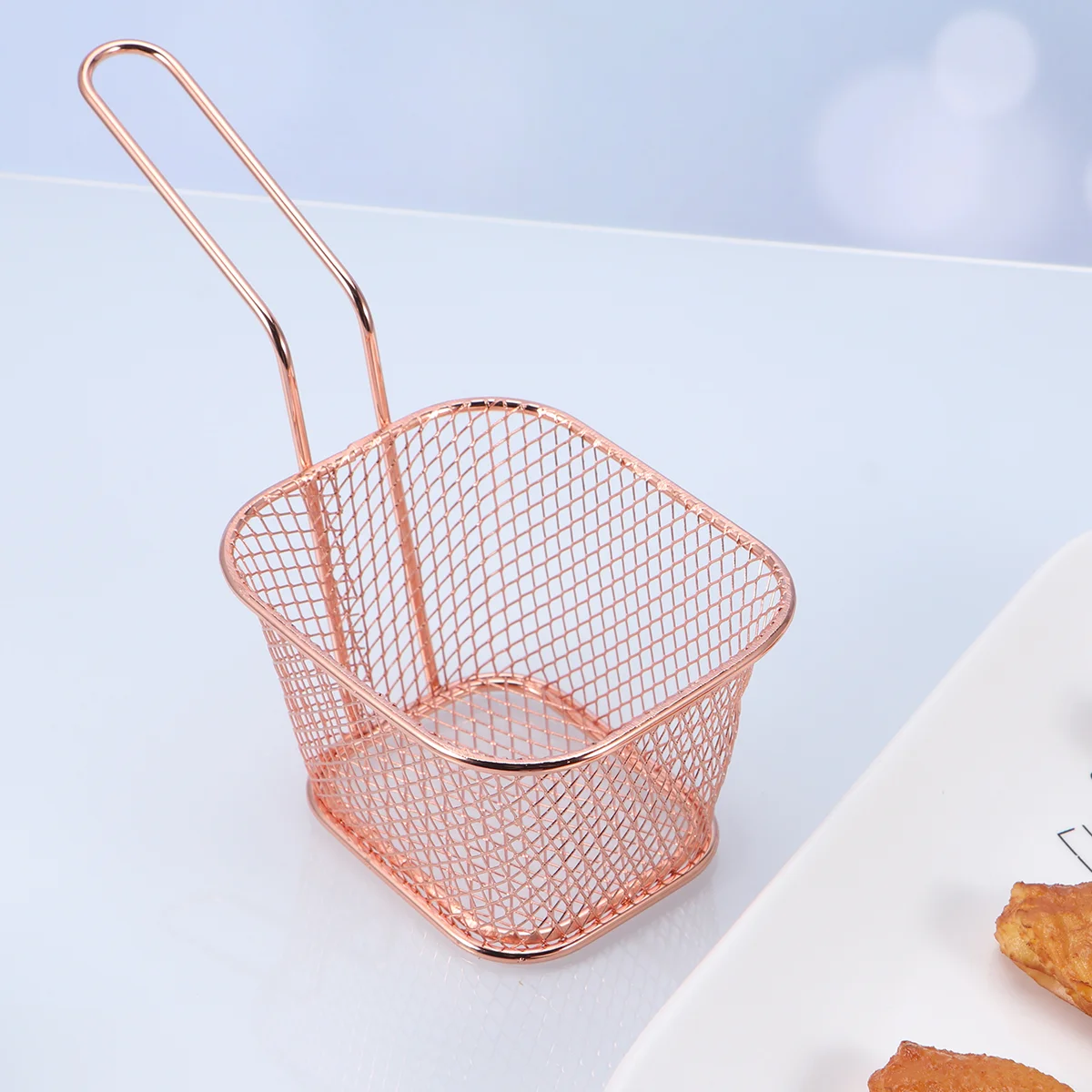 

Basket Fryingholder Stainless Steel Strainer French Fried Mesh Baskets Chip Square Metal Fries Fryer Fry Filter Screenstalls