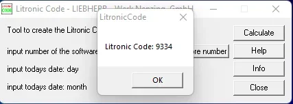 Калькулятор кода Liebherr Liccon 1 и 2 дня для уровня службы 1, 2, 3 (art.: 3920ca77452df) - 3920ca77452df