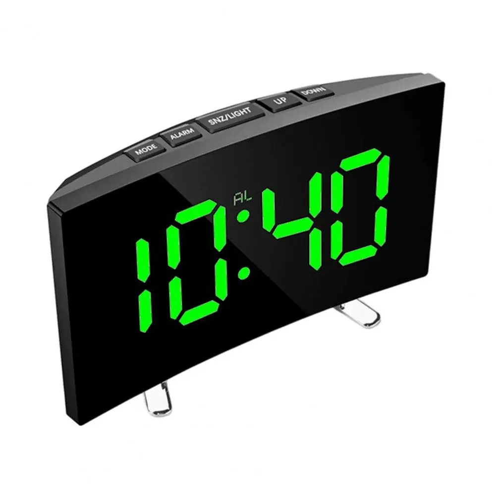 Led Curved Screen Digital Alarm Clock Sleek Design 24h Snooze Clock For Home Bedroom Ornaments
