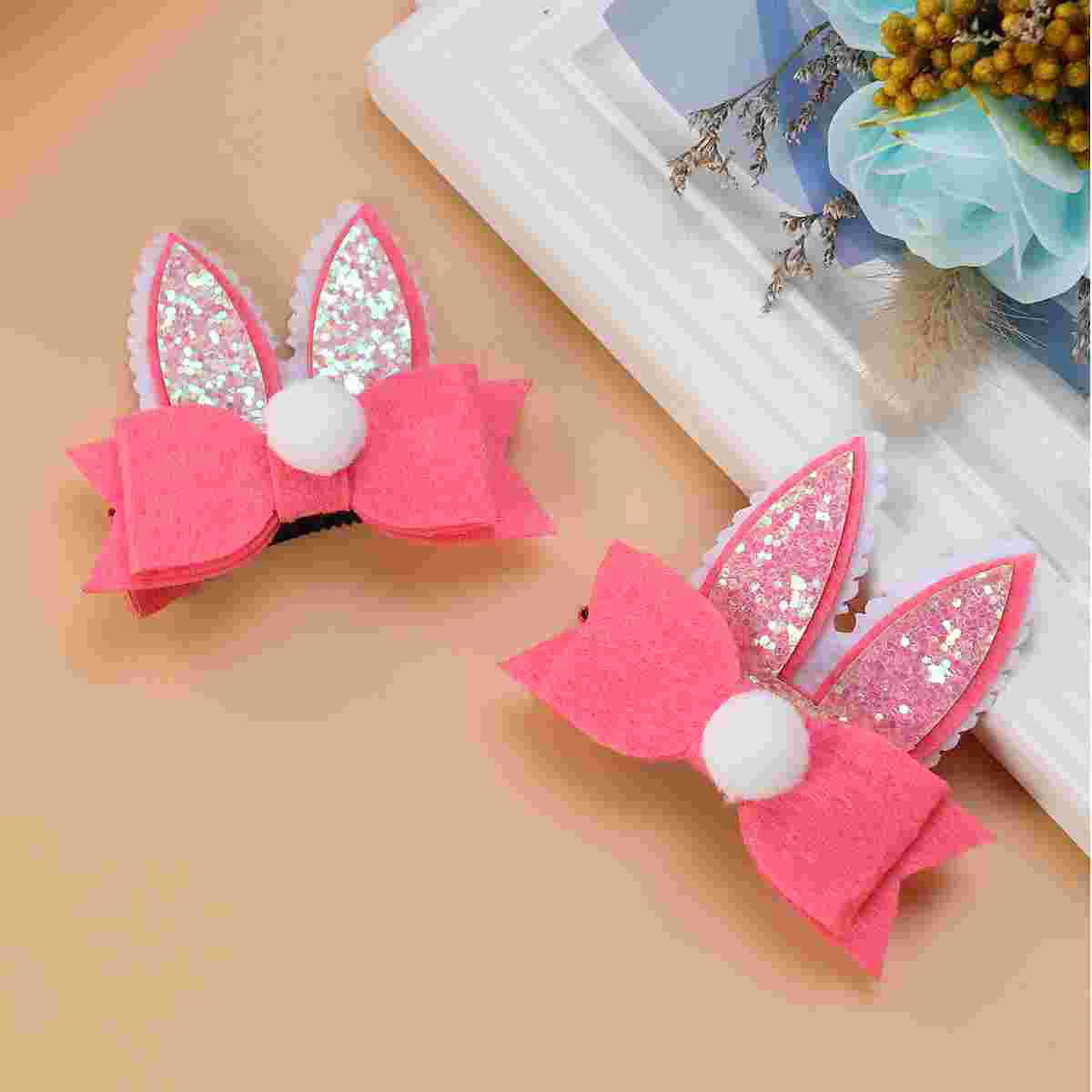 

4pcs Rabbit Ear Hair Clips Bowknot Hairpins Adorable Headdress Easter Party Headwear for Kids Children