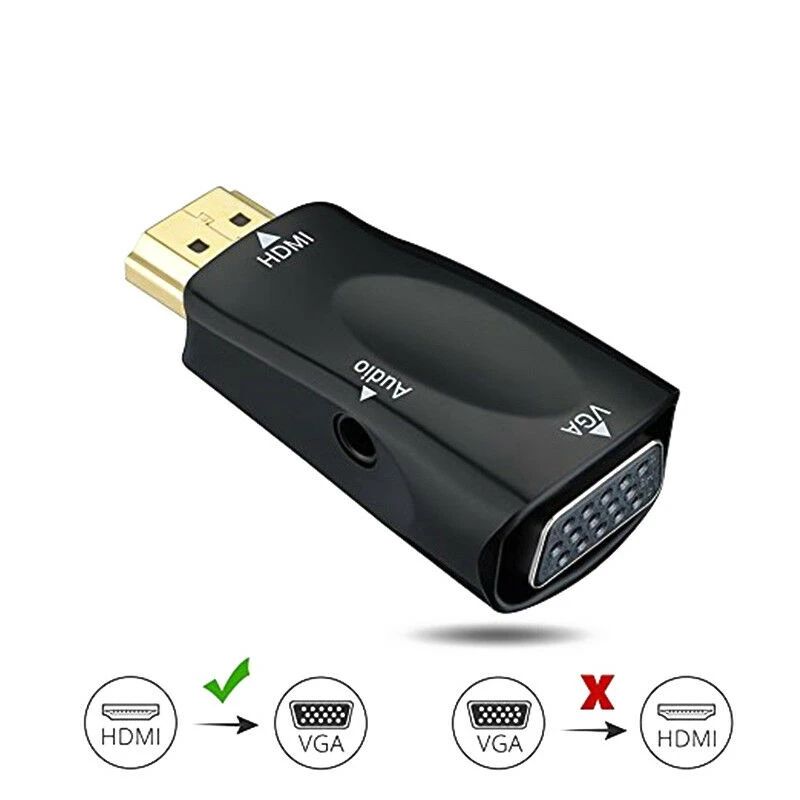 

Видеоадаптер HDMI (штекер)/VGA (разъем), HD 1080p, с аудиовыходом, для ПК, ноутбуков, медиаплееров, компьютеров, дисплеев, проекторов