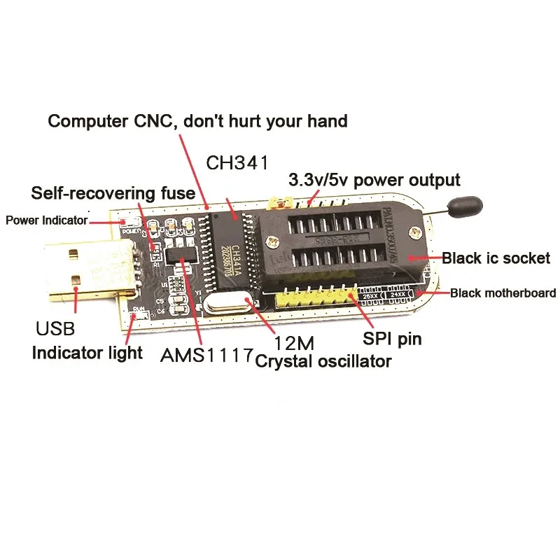 CH341A 24 25 серия EEPROM Flash BIOS USB программатор модуль для 93CXX / 25CXX 24CXX