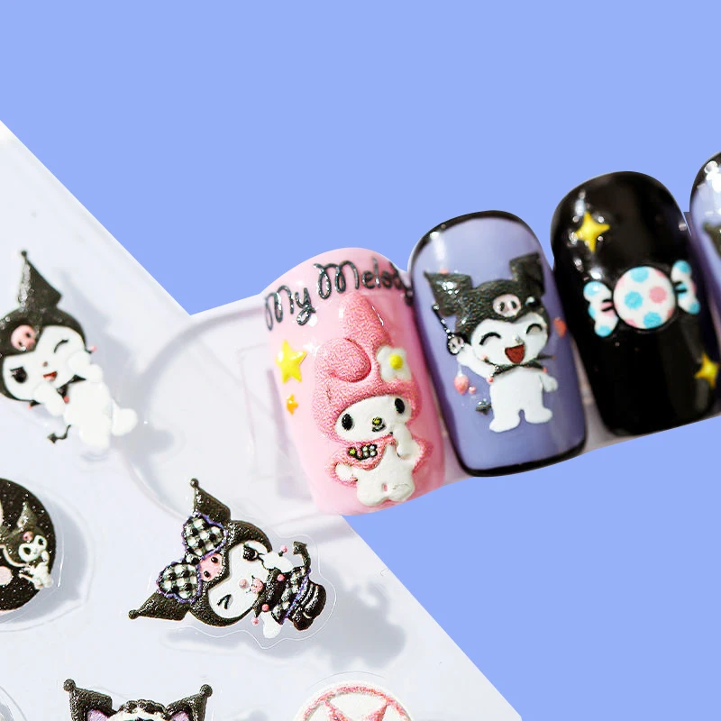 

Sanrioed тисненые наклейки для ногтей Kawaii аниме My Melody Kuromi Diy материал ручного изготовления искусственных ногтей продукты кончиков пальцев укра...