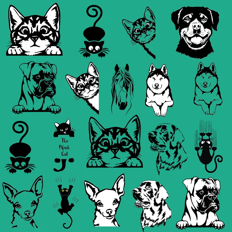 

Funny Cat Dog Horse Heat Transfer washable Patches Iron On Cartoon For Clothing Patches Thermal Sticker On Clothes decoration