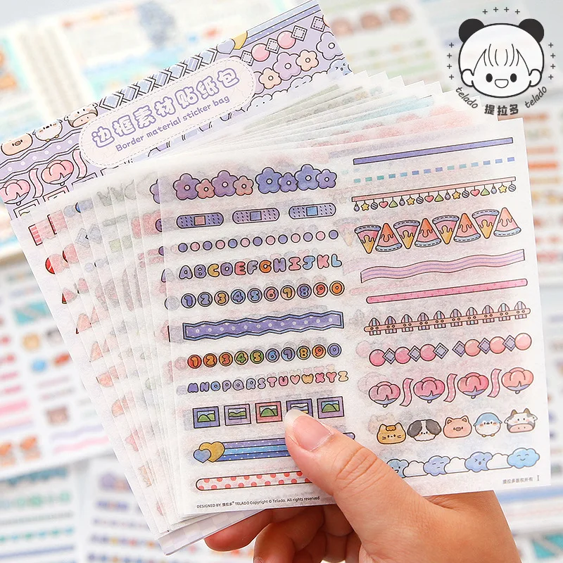 

10sets/1lot kawaii Stationery Stickers border material Diary Planner junk journal Decorative Scrapbooking DIY Craft Stickers