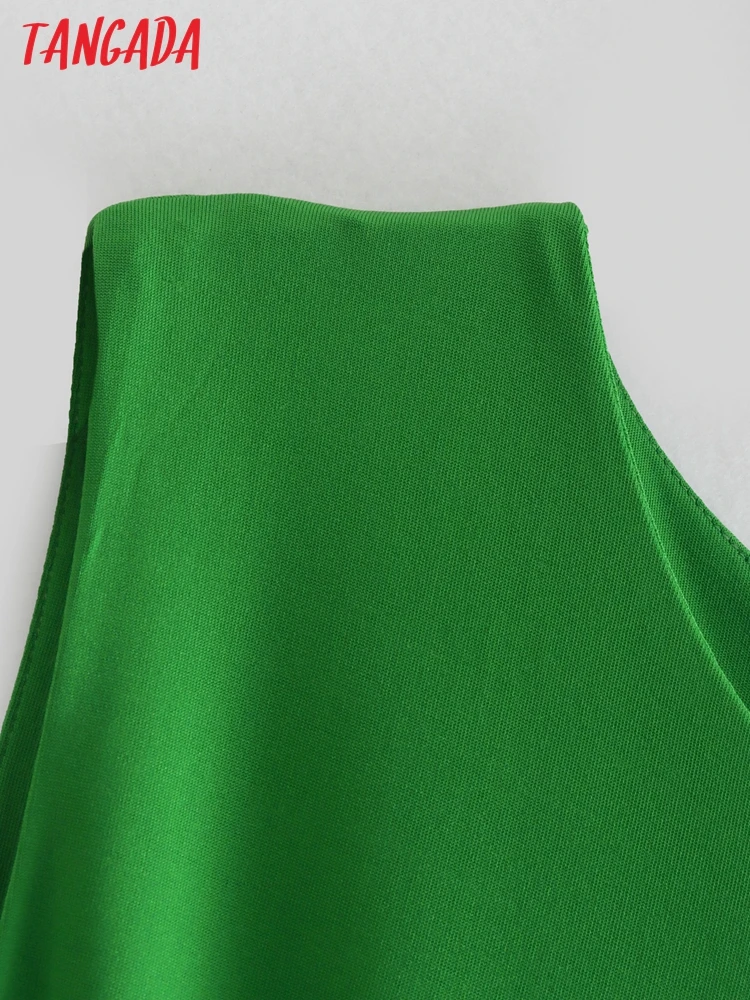 Комбинезон Tangada женский с бантом повседневный зеленый Ромпер без рукавов