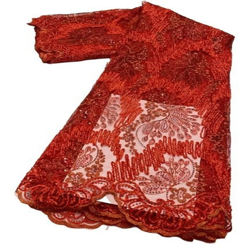 

Красная Высококачественная африканская кружевная ткань с блестками Белая французская сетчатая Вышивка Тюль кружевная ткань для нигерийского свадебного платья