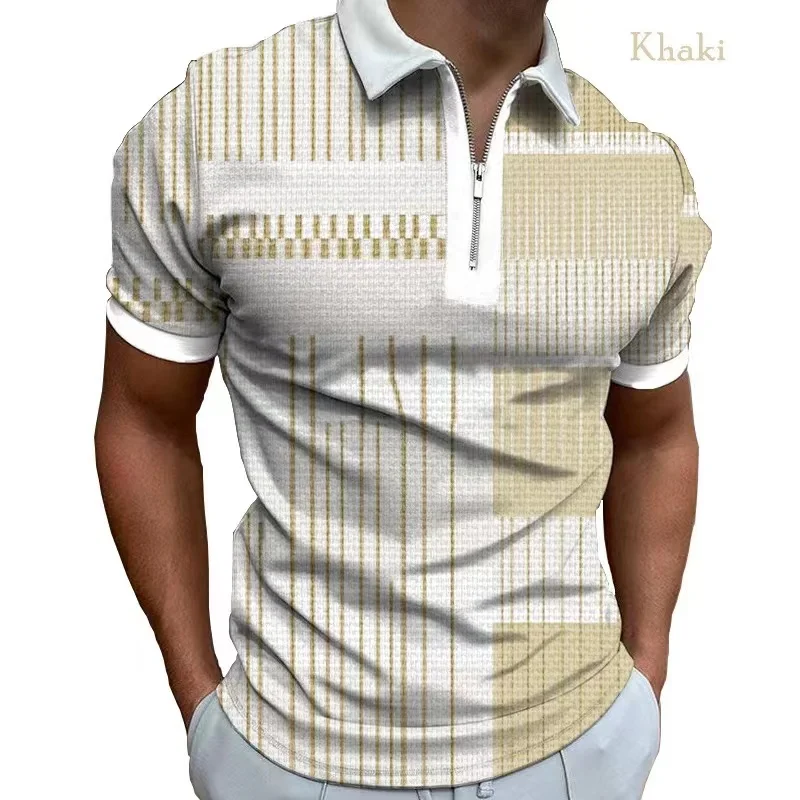 

Men's Summer Polo Shirt Short Sleeve Classic Lapel Zip-up Business Casual Man Clothing Business Party To