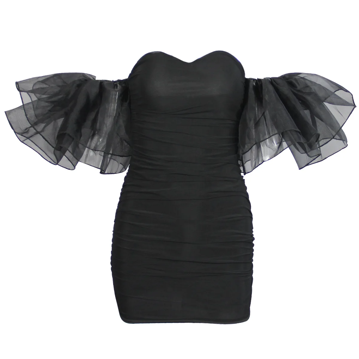 KOLLSEEY Brand 2022 Trendy Ribbed Drawstring Ruched Bodycon Mini Dress For Women Sexy Nightclub Dress enlarge