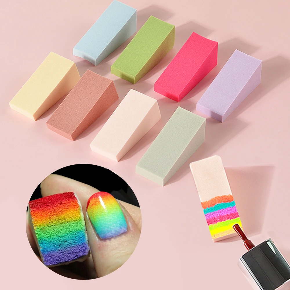 

8Pcs/Set Soft Triangle Nail Art Transfer Sponge Gradient Shading Coloring Tool Image Stamp Stamping Stamper Polish Manicure Sets