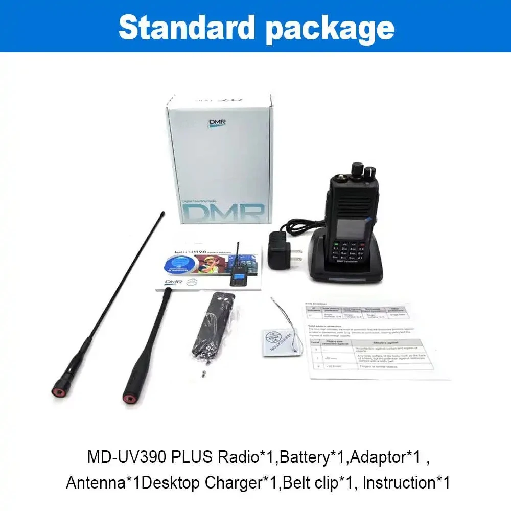 Рация MD-UV390Plus с GPS, 10 Вт, цифровая DMR-радиостанция, шифрование AES256, водонепроницаемость IP67, двухдиапазонная, обновленная версия MD-UV390 (art.: 3920dca9dea6a) - 3920dca9dea6a