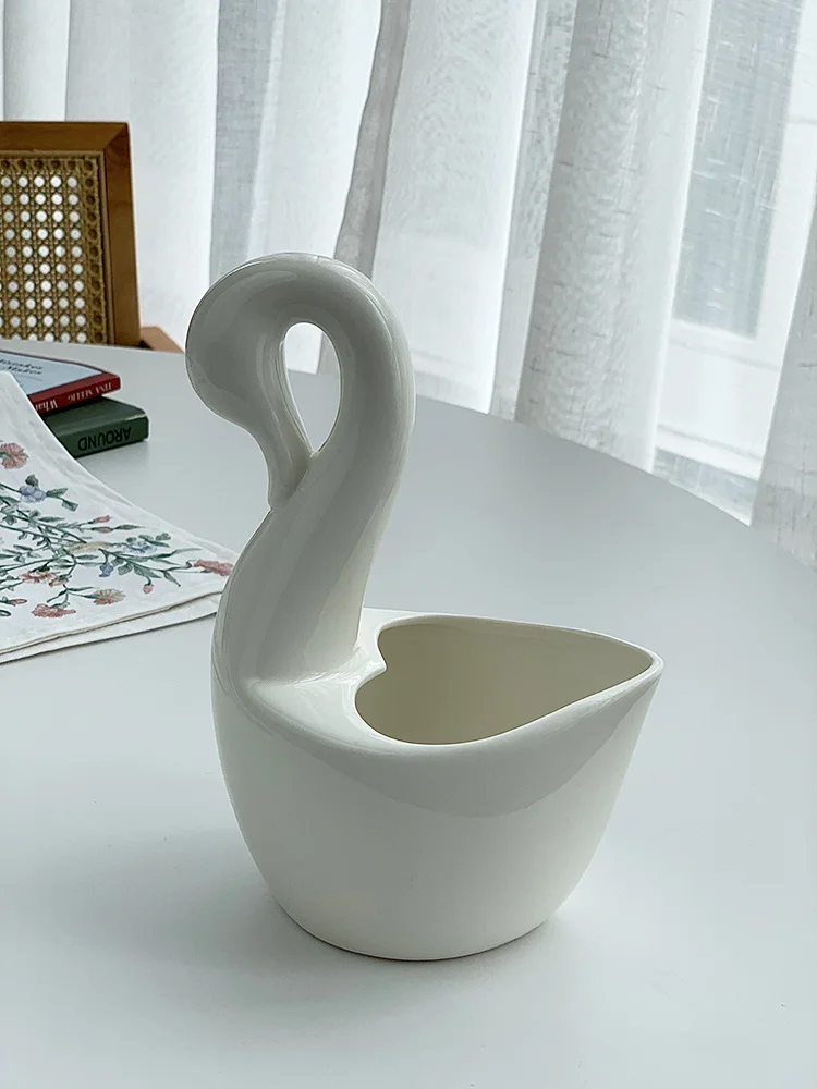 

Nordic Ceramic Swan Statue Creative Home Decore Ornaments Table Decor For Kitchen Tableware Storage Box Kitchen Decor Container