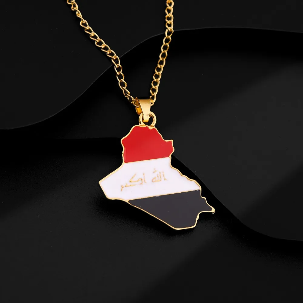 Модное ожерелье с подвеской в виде карты Ирака для мужчин и женщин изящные