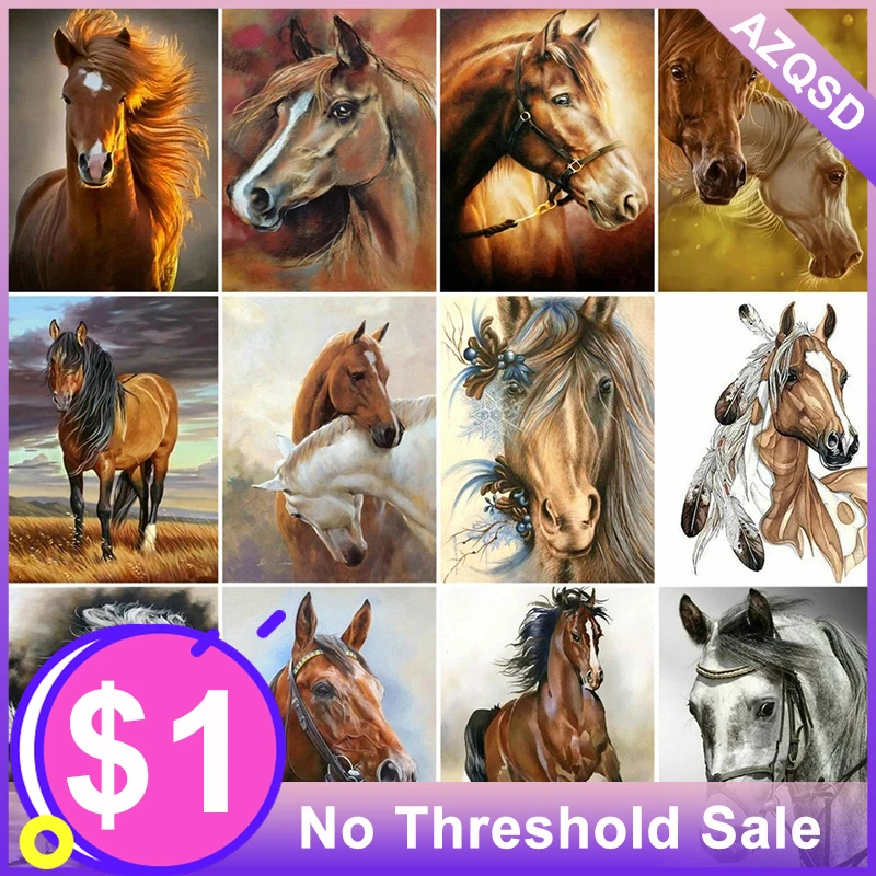 

AZQSD DIY Unframe Coloring By Numbers Animal Unique Gift Oil Painting By Numbers Horse Picture For Living Room Home Decoration
