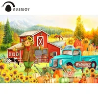 allenjoy happy fall yall welcome autumn scenery backdrop thanksgiving party barn sunflowers harvest farm scarecrow background