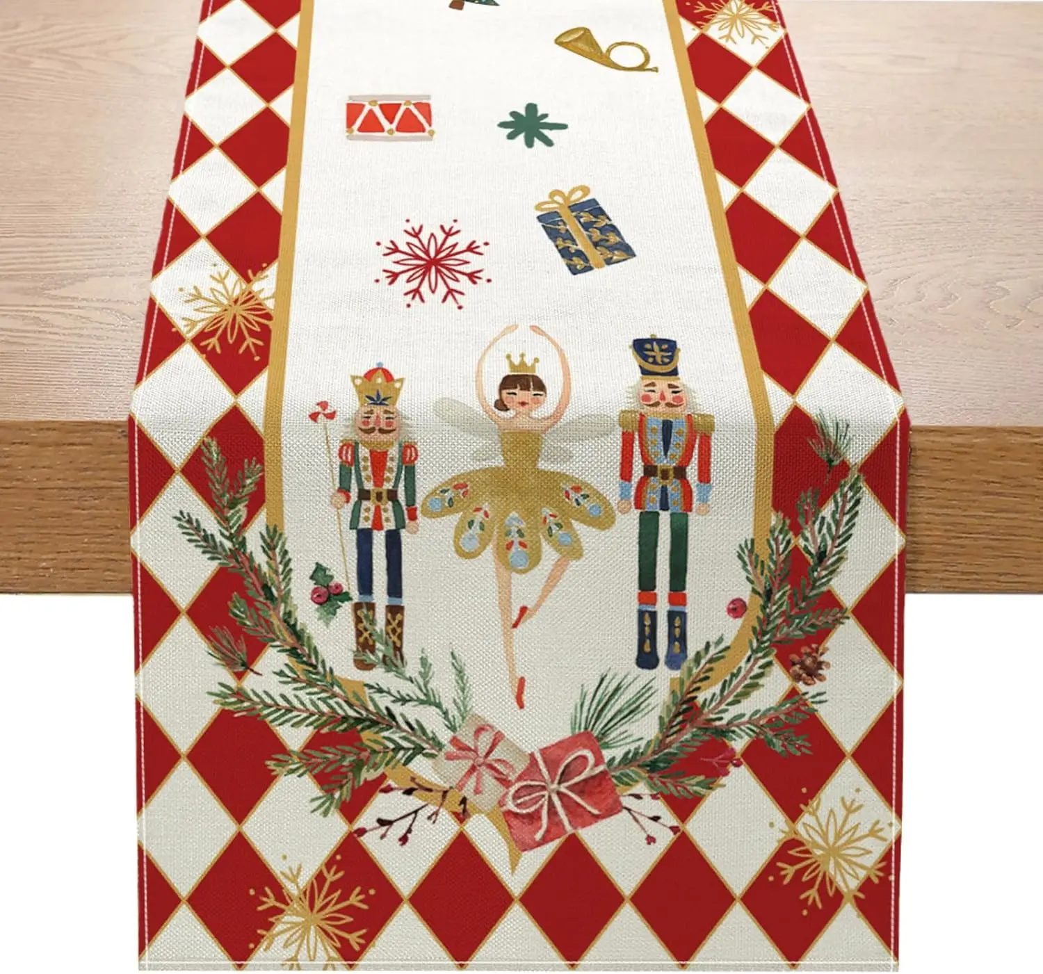 

Льняные скатерти-дорожки, красные белые клетчатые, 1 шт.